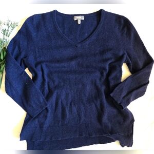 Neiman Marcus Womens Deep Blue V-Neck 100% Cashmere Sweater Size Medium